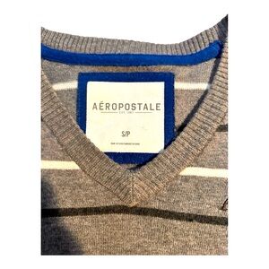 Heather grey with white and dark grey strip Aeropostale Sweater Small!